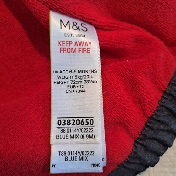 Marks & Spencer boys size 6-9 months blue and white hooded jacket, EUC - Picture 4 of 4